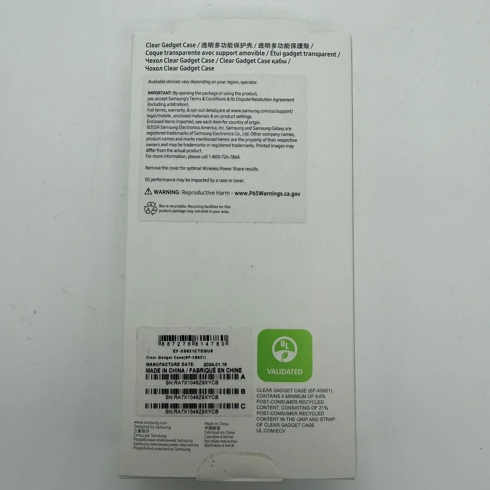 Samsung EF-XS921CTEGUS Clear Gadget Case Detachable Ring Grip For Galaxy S24